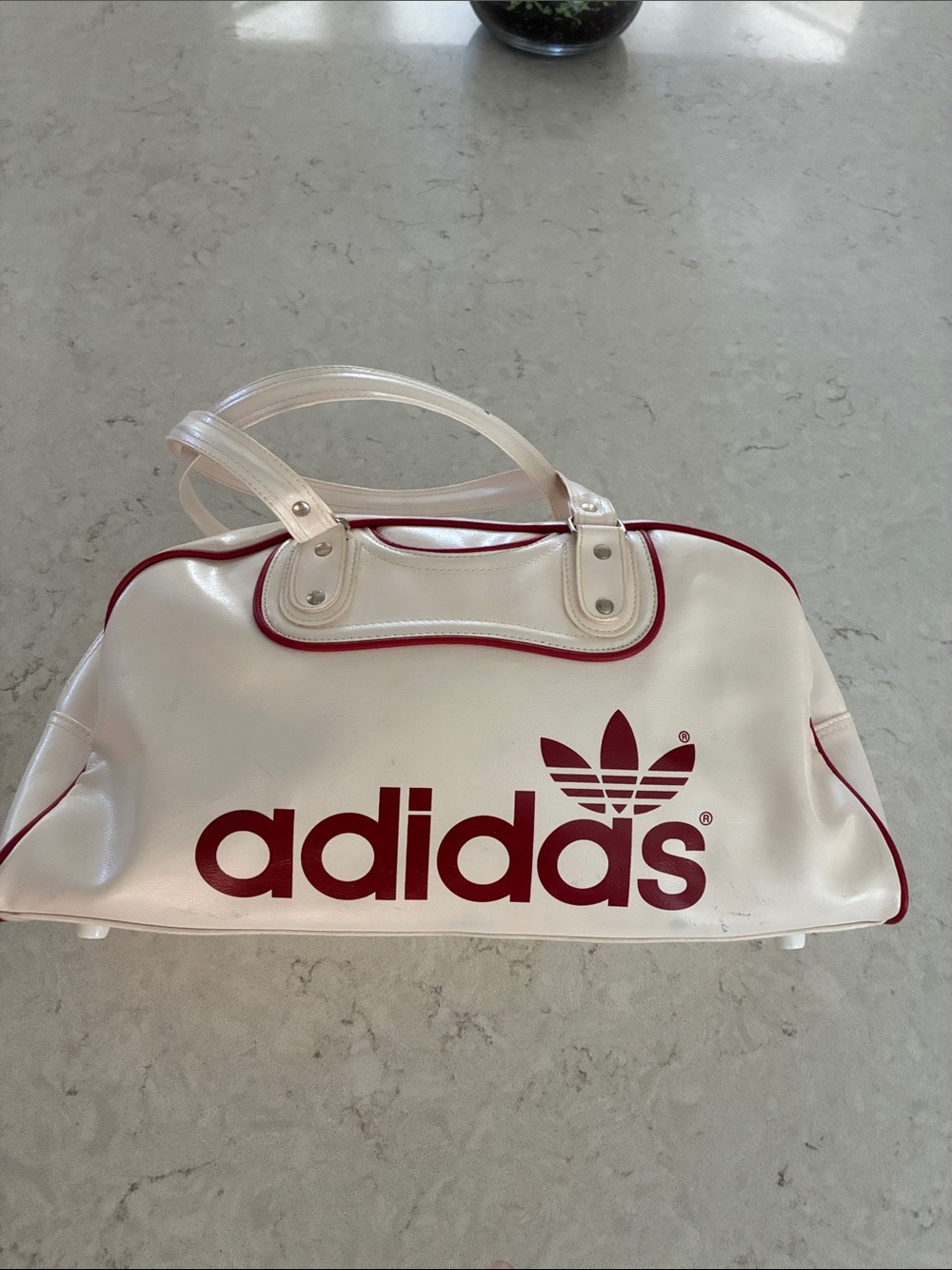 adidas white and red retro gym vintage bag